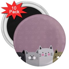 Cute Cats 3  Magnets (10 Pack)  by Valentinaart