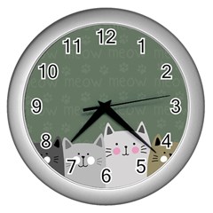 Cute Cats Wall Clock (silver)