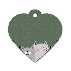 Cute Cats Dog Tag Heart (one Side) by Valentinaart