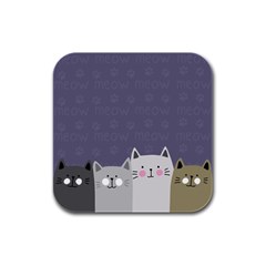 Cute Cats Rubber Square Coaster (4 Pack) 