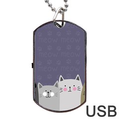 Cute Cats Dog Tag Usb Flash (one Side) by Valentinaart