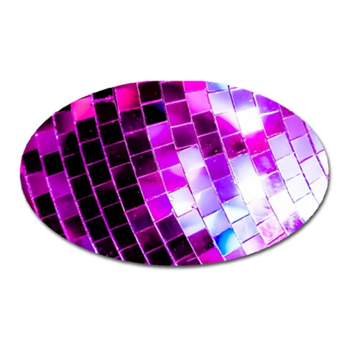 Purple Disco Ball Oval Magnet