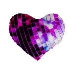 Purple Disco Ball Standard 16  Premium Flano Heart Shape Cushions Front