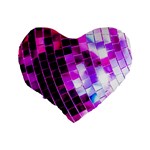 Purple Disco Ball Standard 16  Premium Flano Heart Shape Cushions Back