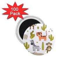 Cute Safari Animals Seamless Pattern 1 75  Magnets (100 Pack) 