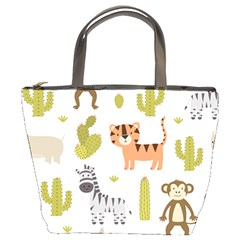 Cute Safari Animals Seamless Pattern Bucket Bag