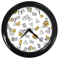 Memphis Seamless Patterns Wall Clock (Black)