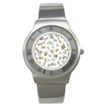 Memphis Seamless Patterns Stainless Steel Watch Front