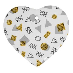 Memphis Seamless Patterns Heart Ornament (Two Sides)