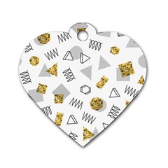 Memphis Seamless Patterns Dog Tag Heart (Two Sides)