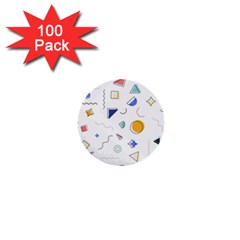 Memphis Pattern With Geometric Shapes 1  Mini Buttons (100 Pack) 