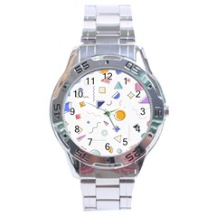 Memphis Pattern With Geometric Shapes Stainless Steel Analogue Watch