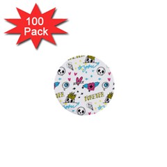 Emo Teens Doodle Seamless 1  Mini Buttons (100 Pack) 