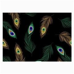 Seamless Pattern With Peacock Feather Large Glasses Cloth by Vaneshart