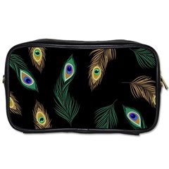 Seamless Pattern With Peacock Feather Toiletries Bag (one Side) by Vaneshart