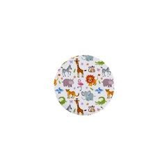 Children Seamless Wallpaper With Cute Funny Baby Savanna Animals 1  Mini Buttons by Vaneshart