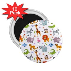 Children Seamless Wallpaper With Cute Funny Baby Savanna Animals 2 25  Magnets (10 Pack) 