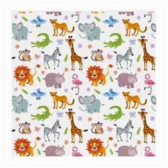 Children Seamless Wallpaper With Cute Funny Baby Savanna Animals Medium Glasses Cloth by Vaneshart