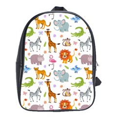 Children Seamless Wallpaper With Cute Funny Baby Savanna Animals School Bag (large) by Vaneshart