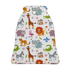 Children Seamless Wallpaper With Cute Funny Baby Savanna Animals Ornament (bell)