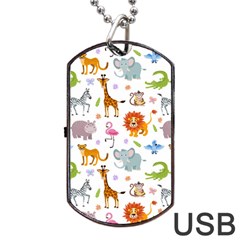 Children Seamless Wallpaper With Cute Funny Baby Savanna Animals Dog Tag Usb Flash (one Side)