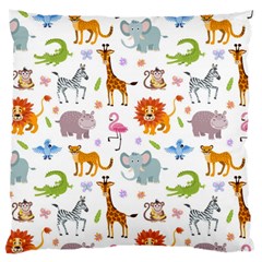 Children Seamless Wallpaper With Cute Funny Baby Savanna Animals Large Cushion Case (two Sides)