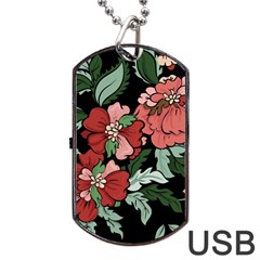 Beautiful Floral Vector Seamless Pattern Dog Tag Usb Flash (one Side)