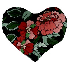 Beautiful Floral Vector Seamless Pattern Large 19  Premium Flano Heart Shape Cushions