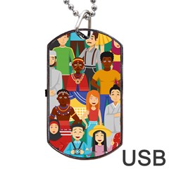 Nations Seamless Illustration Dog Tag Usb Flash (one Side)