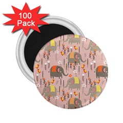 Cute Elephant Wild Flower Field Seamless Pattern 2 25  Magnets (100 Pack) 