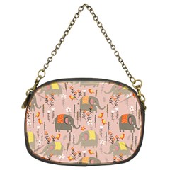 Cute Elephant Wild Flower Field Seamless Pattern Chain Purse (two Sides) by Vaneshart