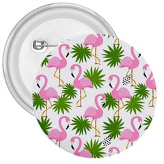 Seamless Pattern With Cute Flamingos 3  Buttons