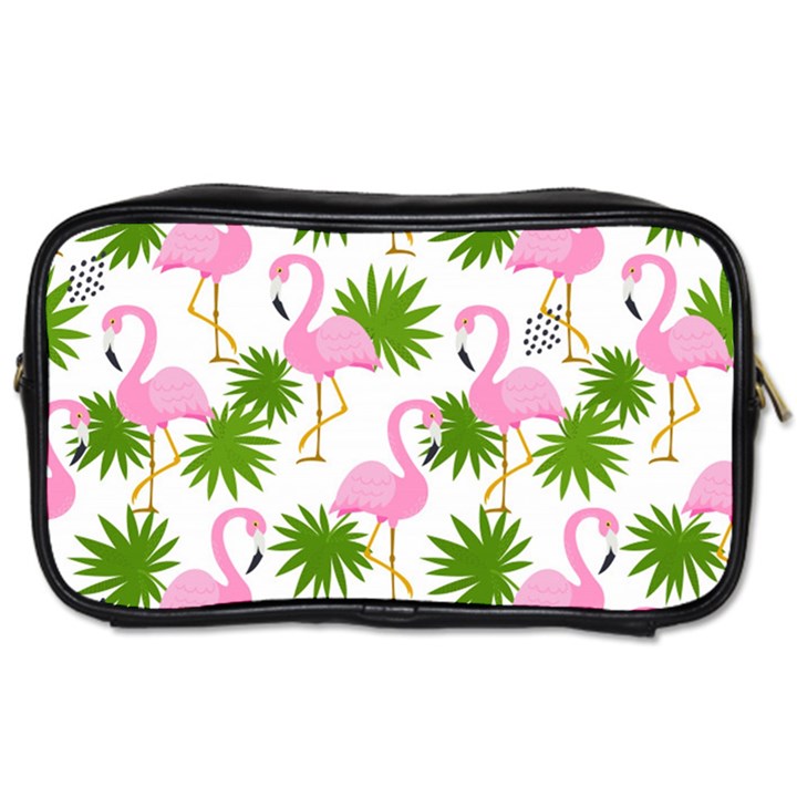 Seamless Pattern With Cute Flamingos Toiletries Bag (Two Sides)