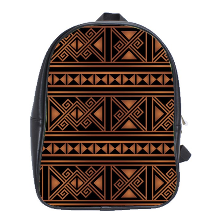 Colorful Bright Ethnic Seamless Striped Pattern Background Orange Black Colors School Bag (XL)