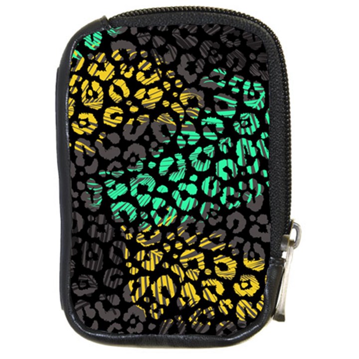 Abstract Geometric Seamless Pattern With Animal Print Compact Camera Leather Case