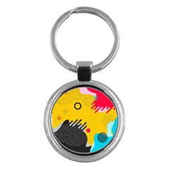 Abstract Colorful Pattern Shape Design Background Key Chain (round)