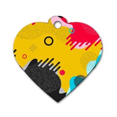 Abstract Colorful Pattern Shape Design Background Dog Tag Heart (two Sides) by Vaneshart
