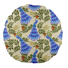 Peacock Vector Design Seamless Pattern Fabri Textile Large 18  Premium Flano Round Cushions