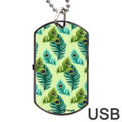 Peacock Feather Pattern Dog Tag Usb Flash (two Sides)