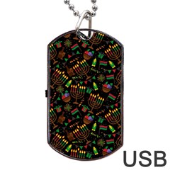 Seamless Pattern Kwanzaa With Traditional Colored Candles Dog Tag Usb Flash (one Side)