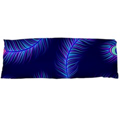 Seamless Pattern With Colorful Peacock Feathers Dark Blue Background Body Pillow Case (dakimakura)