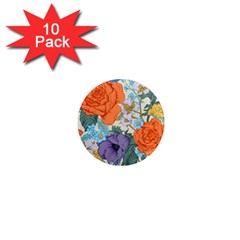 Vintage Floral Vector Seamless Pattern With Roses 1  Mini Magnet (10 Pack) 