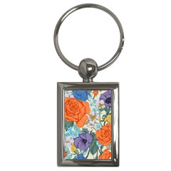 Vintage Floral Vector Seamless Pattern With Roses Key Chain (rectangle)