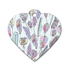 Vector Illustration Seamless Multicolored Pattern Feathers Birds Dog Tag Heart (one Side) by Vaneshart