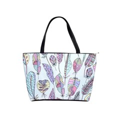 Vector Illustration Seamless Multicolored Pattern Feathers Birds Classic Shoulder Handbag by Vaneshart