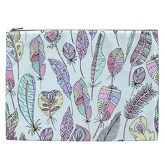 Vector Illustration Seamless Multicolored Pattern Feathers Birds Cosmetic Bag (xxl) by Vaneshart