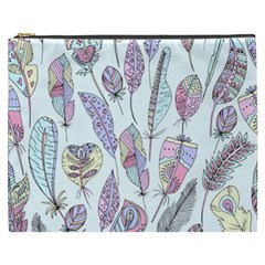 Vector Illustration Seamless Multicolored Pattern Feathers Birds Cosmetic Bag (xxxl)