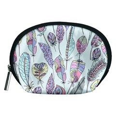 Vector Illustration Seamless Multicolored Pattern Feathers Birds Accessory Pouch (medium)