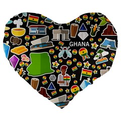 Vector Flat Seamless Texture Pattern Ghana Large 19  Premium Heart Shape Cushions