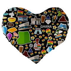 Vector Flat Seamless Texture Pattern Ghana Large 19  Premium Flano Heart Shape Cushions